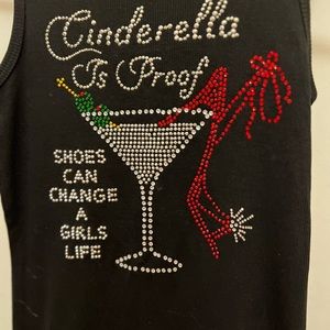 Rhinestone Cute Cinderella Is Proof Tank Top Size M